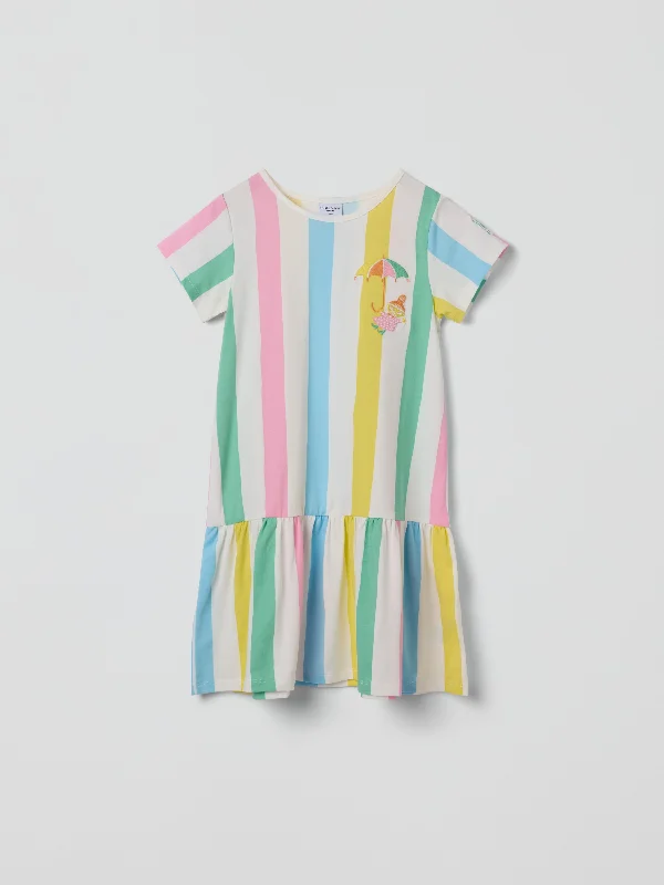 Striped Moomin Appliqué Kids Dress