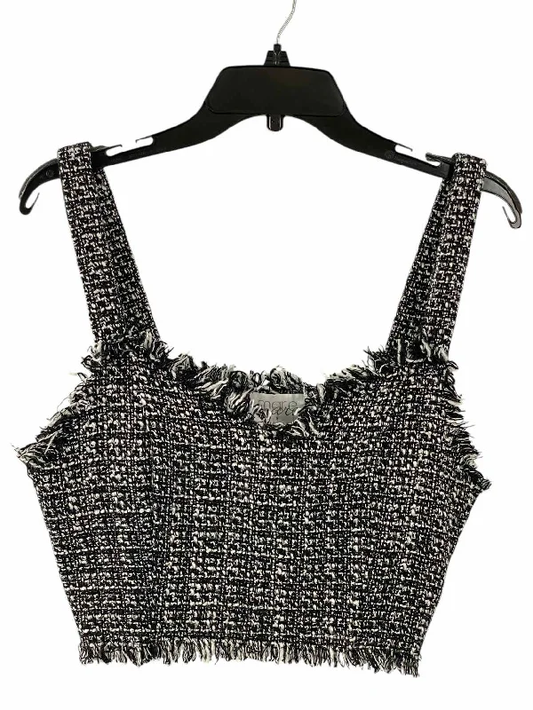 Mare Mare for Anthropologie Size S Black/White Fringe Tank Top metallic tank top