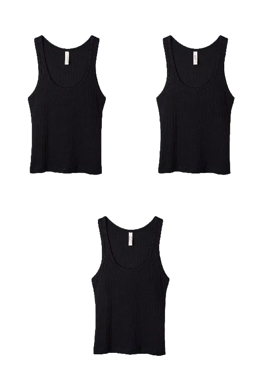Tank Top Set of Three Black cotton tank top
