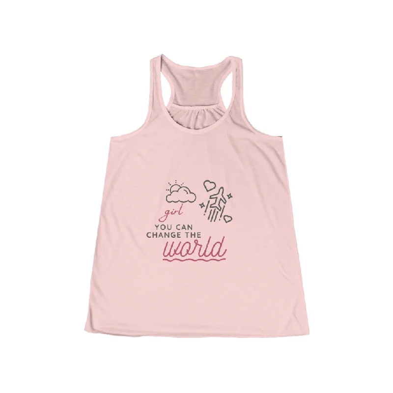 Girl You Can Change the World - Women's Flowy Racerback Tank stylish tank top