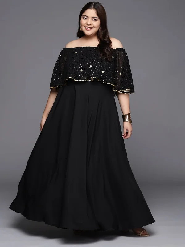 Ahalyaa Plus Size Off-Shoulder Maxi Ethnic Dress