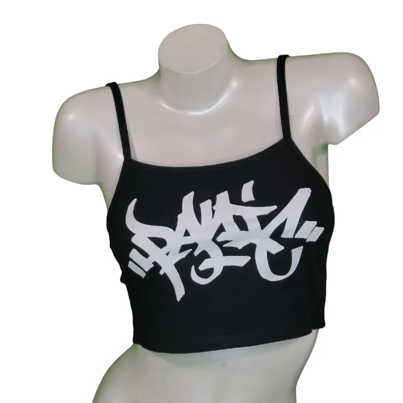 The Tag Logo Cropped Tank navy tank top