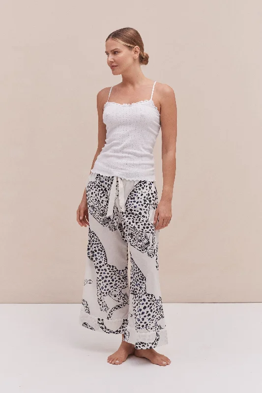 Soft V Tank Top & Wide Leg Trouser Set White/The Jag Print Cream modal blend tank