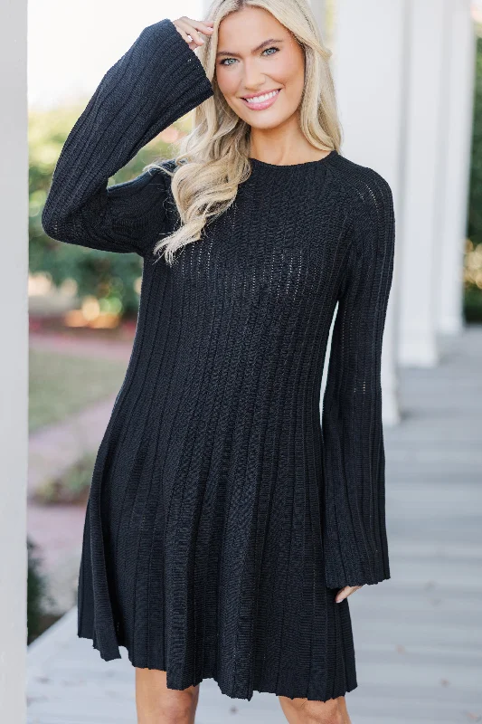 All The Help Black Sweater Dress Cotton Fabric Linen Fabric Terry Fabric