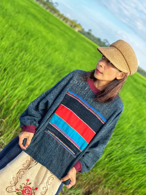 Patchwork Hemp Sweater Machine Wash Dry Clean Hand Wash