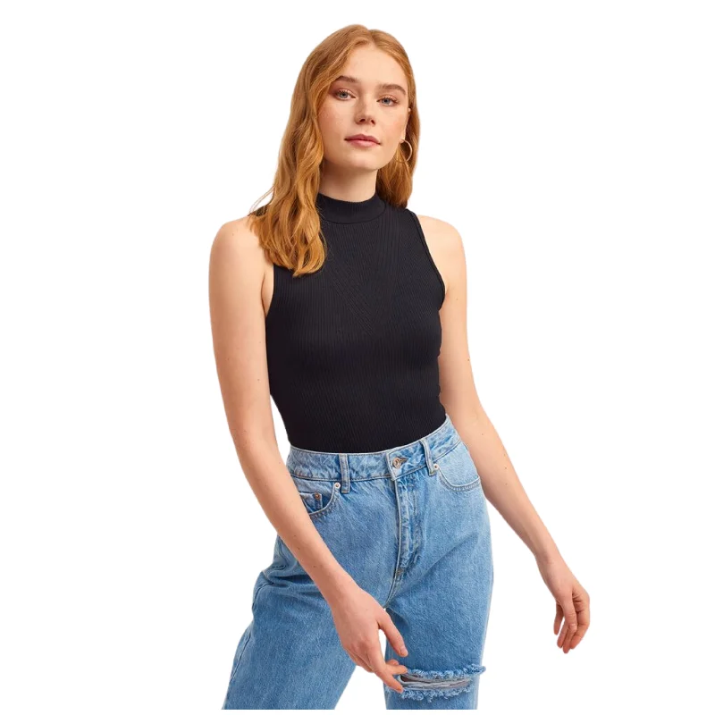 OXXO - High Neck Seamless Tank Top cold shoulder tank