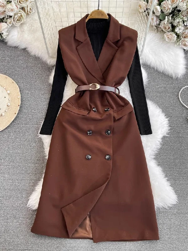 Black Bottom + Brown Dress