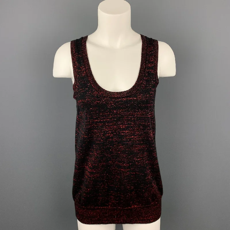 NUMBER (N)INE Size M Black & Red Metallic Cotton Blend Tank Blouse soft pink tank