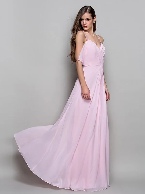 Ball Gown Open Back Dress Formal Evening Floor Length Sleeveless Straps Chiffon with Criss Cross Draping