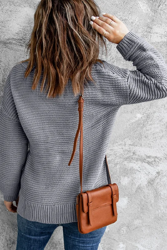 Slouchy Waffle Knit Sweater Elasticated Padded Insulated