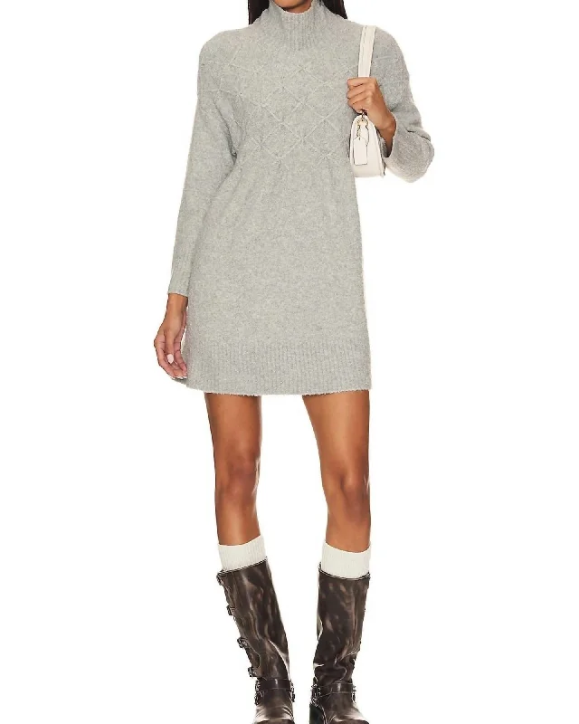 Jaci Sweater Dress In Heather Grey | Heather Grey Embroidered Appliqued Beaded