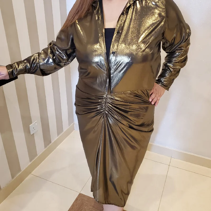 Gold Foil Party Dress Tunics Summer linen