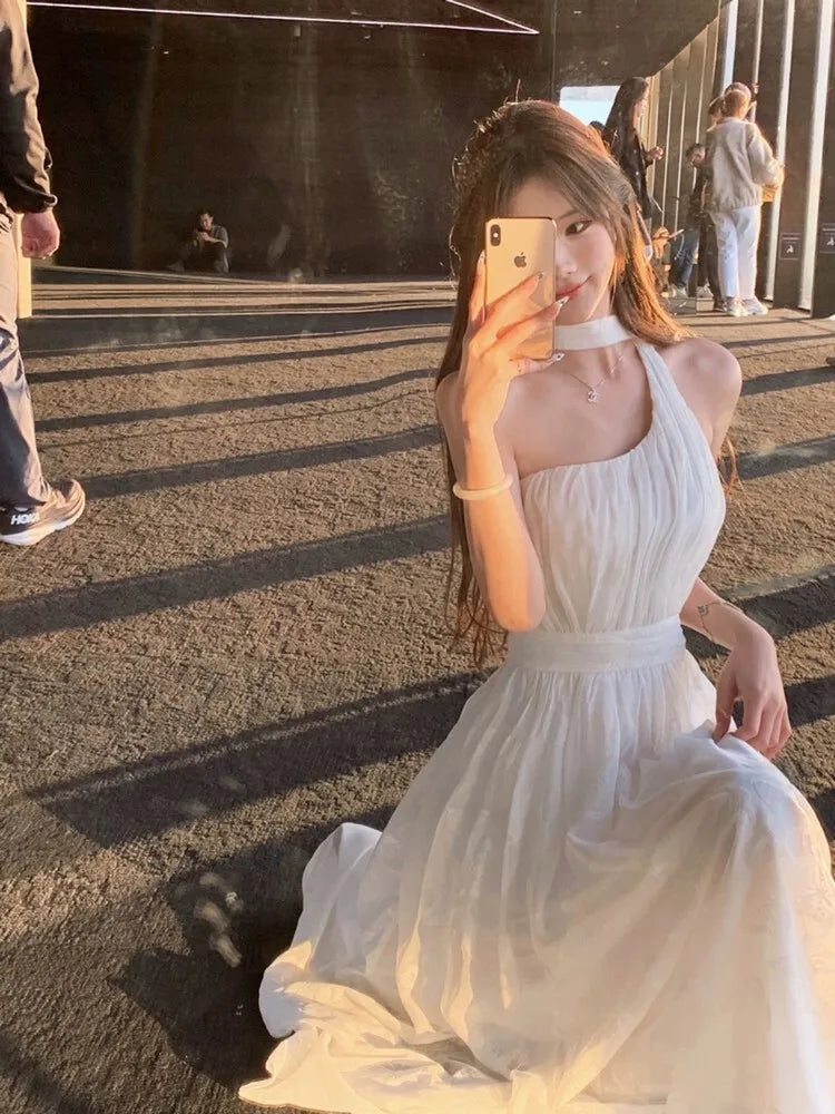 LIZAKOSHT  -  French Elegant Evening Party Dress Women Causal Y2k Design Slim Midi Dress Summer New Korean Vintage Beach Style Dress Chic Tunics Party sparkling