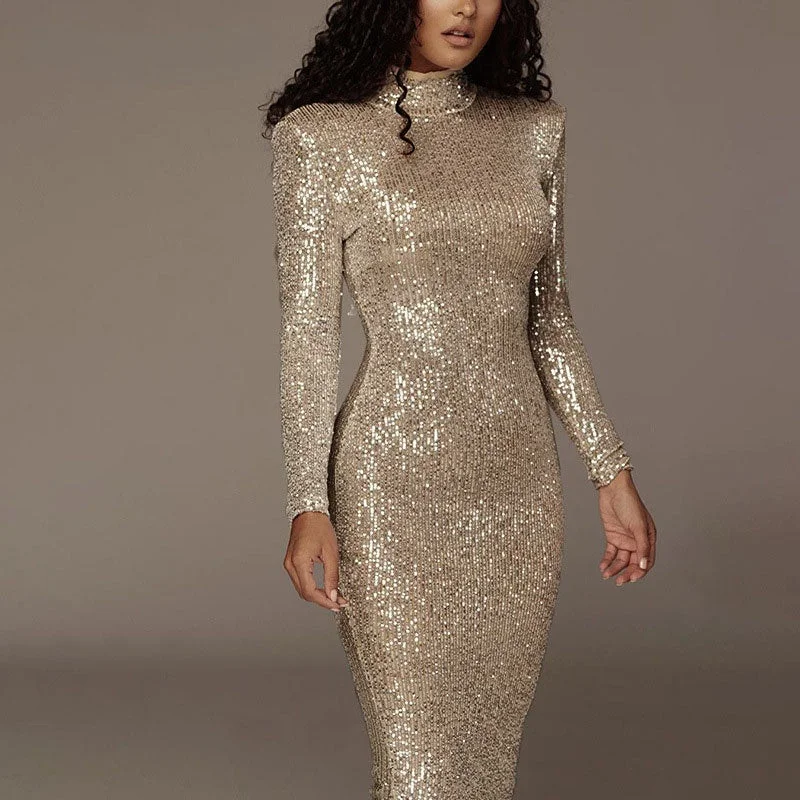 BerriesJam - Long Sleeved Silver Shiny Party Night Dress Tunics Wedding white