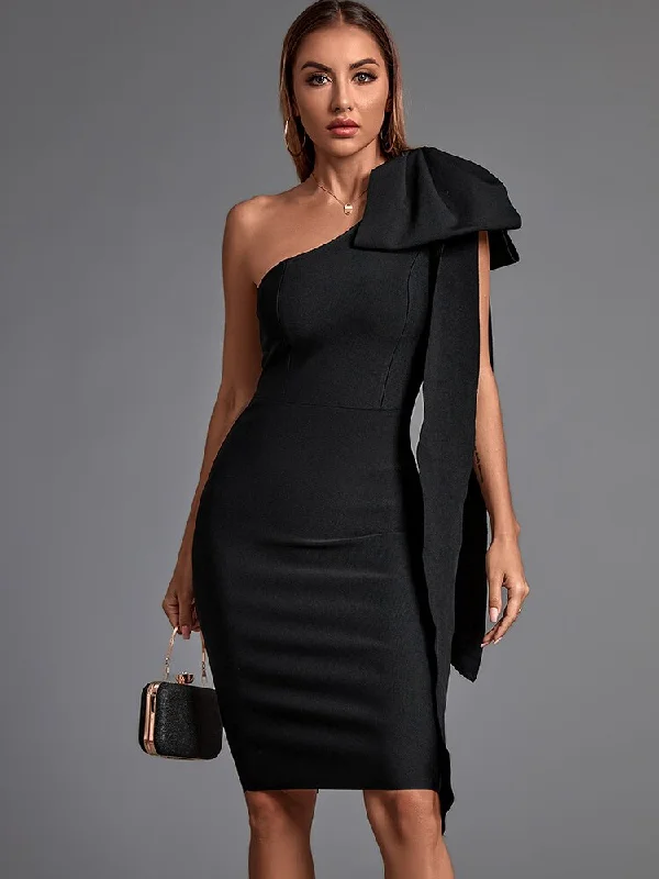 BerriesJam - One Shoulder Elegant Evening Club Party Dress Tunics Print Colorful