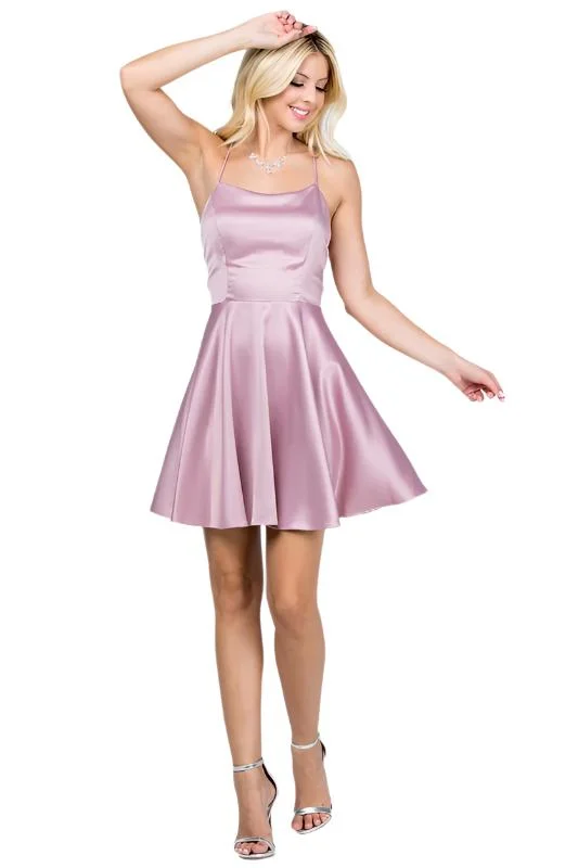 Satin Crisscross Back Cocktail Party Dress Tunics Prom sequined