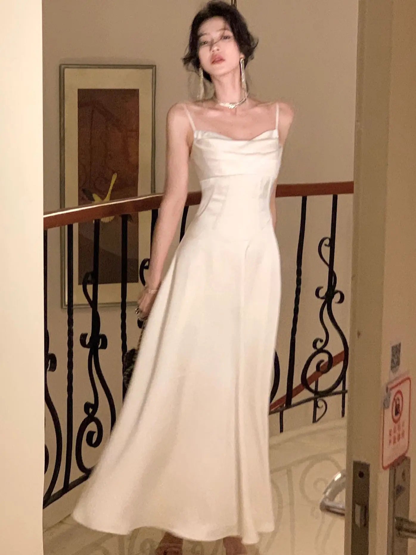 Zjkrl  -  New Summer Satin Midi Dress Women Fashion Spaghetti Strap Elegant Party Dresses Wedding Evening Birthday Backless Prom Clothes Tunics Leisure comfortable