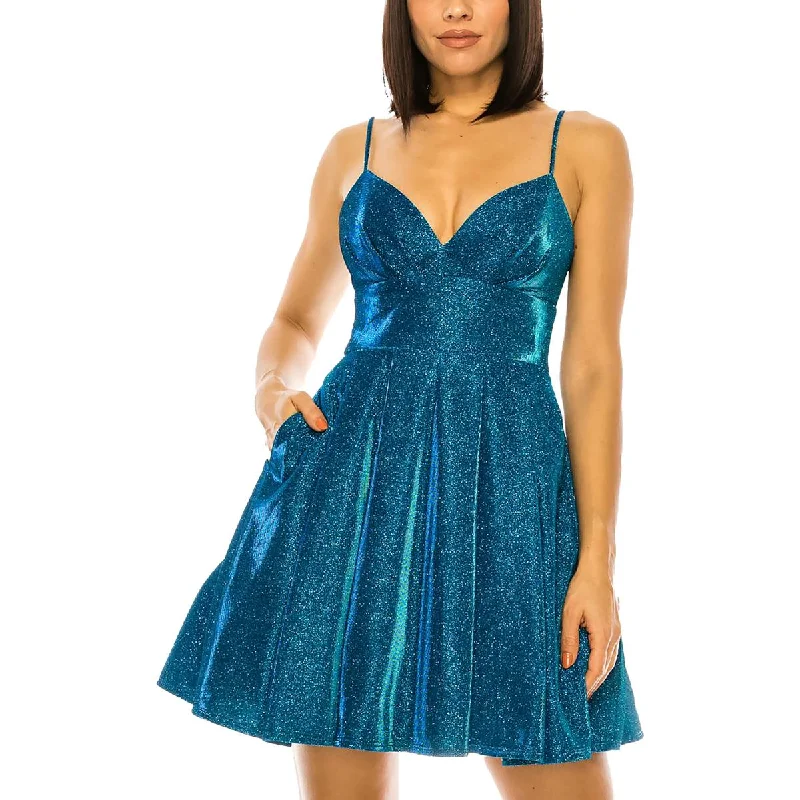 Bee Darlin Womens Juniors Glitter Mini Cocktail and Party Dress Tunics Spring floral