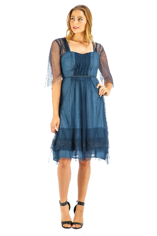 Chloe Vintage Style Party Dress in Indigo by Nataya Tunics Formal black