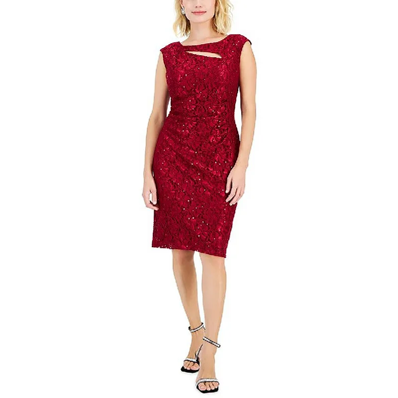 Connected Apparel Womens Petites Lace Above Knee Cocktail And Party Dress Tunics Stylish modern