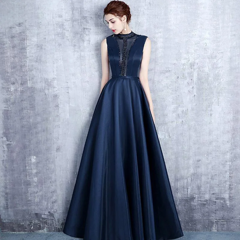 Elegant Women Good Quality Satin Fabric Floor Length Sleeveless Evening Party Dress Tunics Corduroy durable