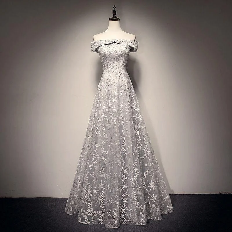 Elegant Women Princess Off-shoulder Pattern Beaded Embroidery Floor Length Party Dress Tunics Fleece cozy