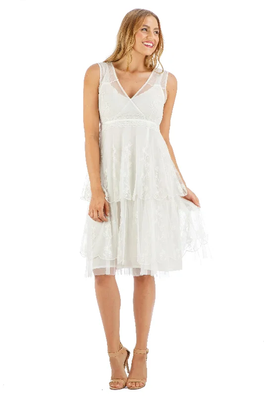 Emily Vintage Style Party Dress in Ivory by Nataya Tunics Handmade artisanal