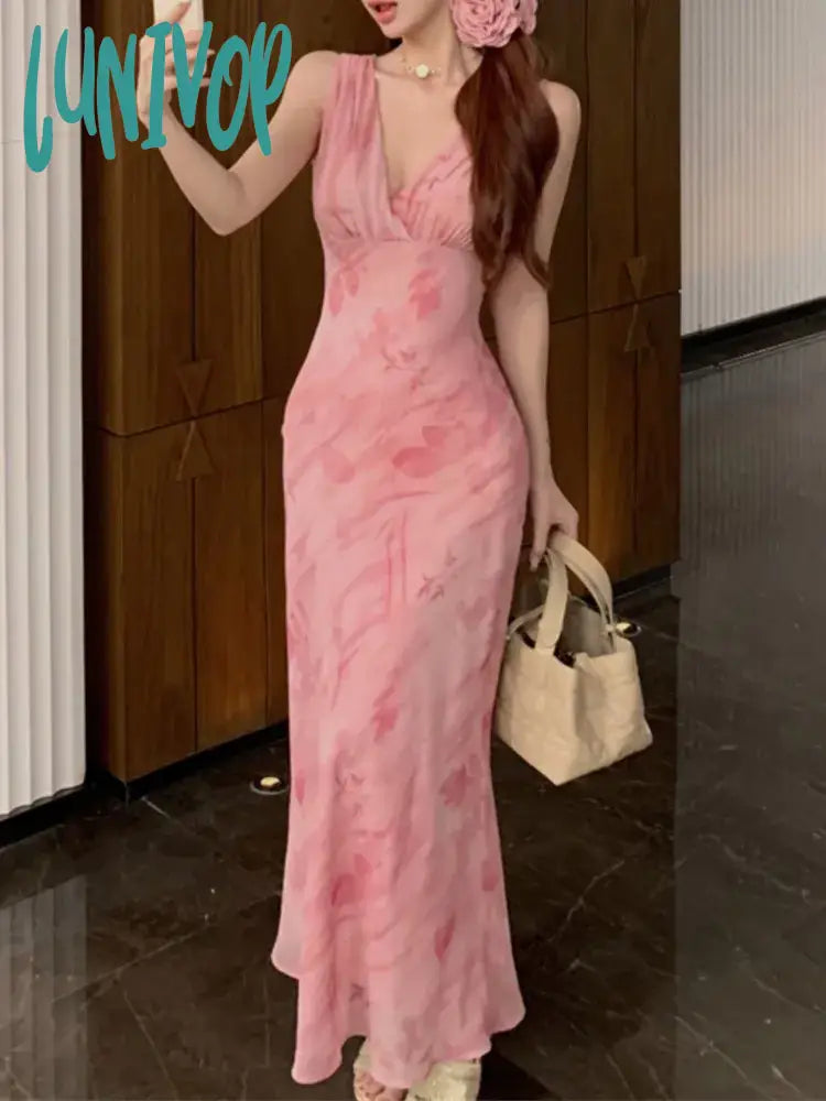 Lunivop Women Fashion Elegant Bodycon Midi Party Dress Sleeveless Casual Floral Print Slim Birthday Clothes Female One Pieces Vestidos Turtleneck Warm Winter
