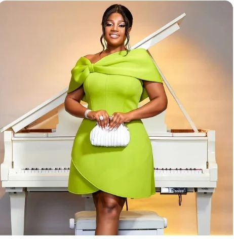 New Big Bow Neck Empire Asymmetrical A Line Party Dress CODE: KAR3126 Square Neckline Feminine