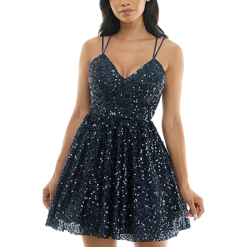Pear Culture Womens Juniors Sequined Stappy Cocktail And Party Dress Tunics Corduroy durable