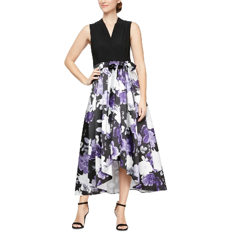 SLNY Womens Belted Hi Low Cocktail and Party Dress Tunics Leisure comfortable