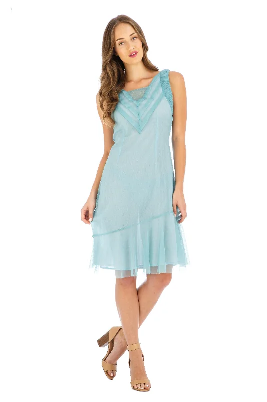 Stella Vintage Style Party Dress in Turquoise by Nataya Tunics Polka dots