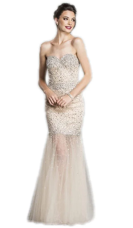 Trevi Collection - Strapless Beaded Trumpet Evening Gown Tunics Modern contemporary