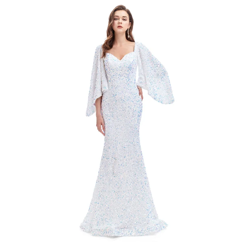 White Sparkly Maxi Formal Evening Gown EN4608 Tunics Hiking breathable
