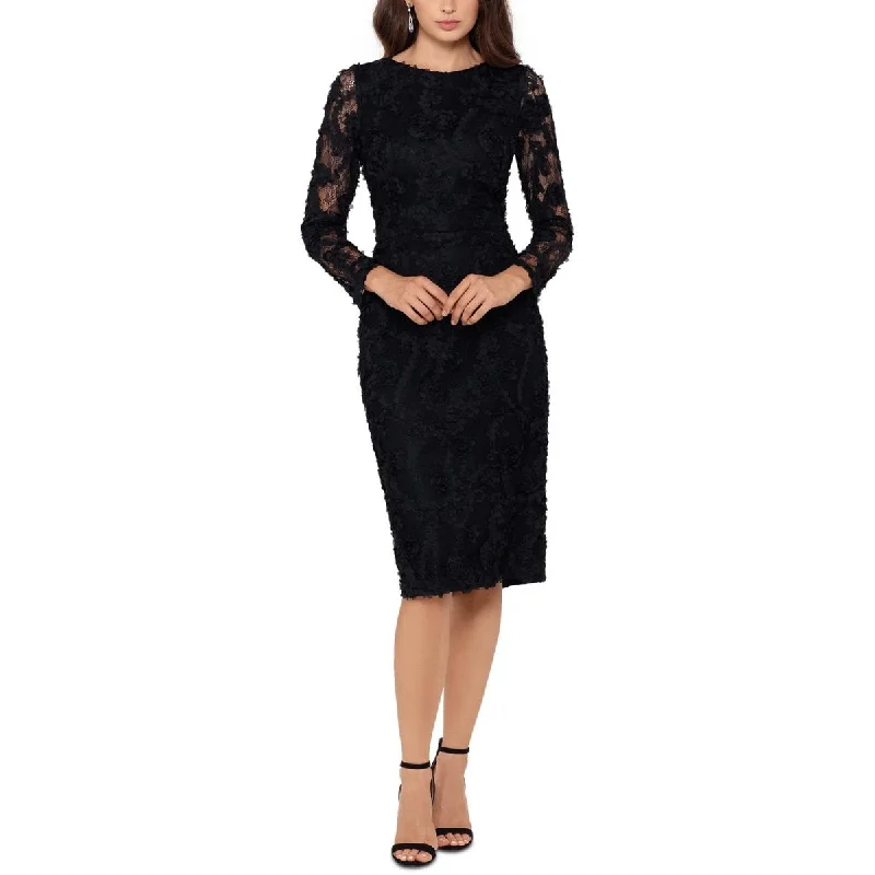 Xscape Womens Rosette Midi Cocktail And Party Dress Tunics Fall fleece