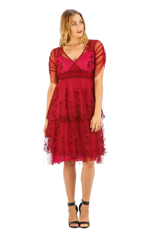 Zoey Vintage Style Party Dress in Raspberry by Nataya Tunics Winter warm