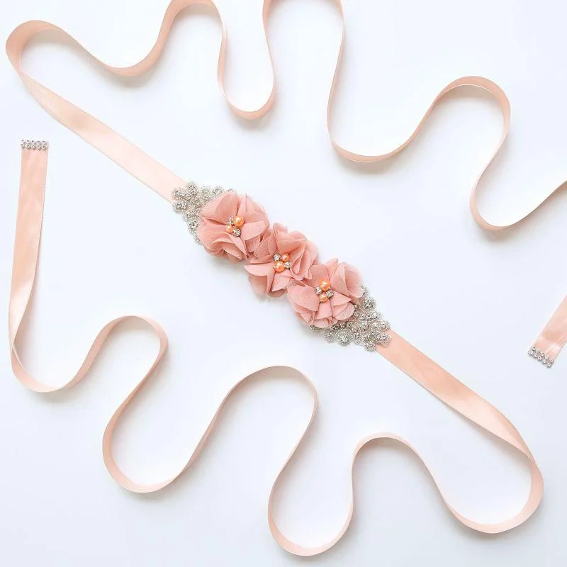 Fashion Imitation Pearl Romantic Rose Design Women Party Dress Belt Tunics Essential wardrobe