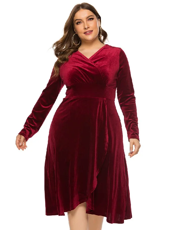 Velvet Long sleeve Party Dress Tunics Recommended stylist