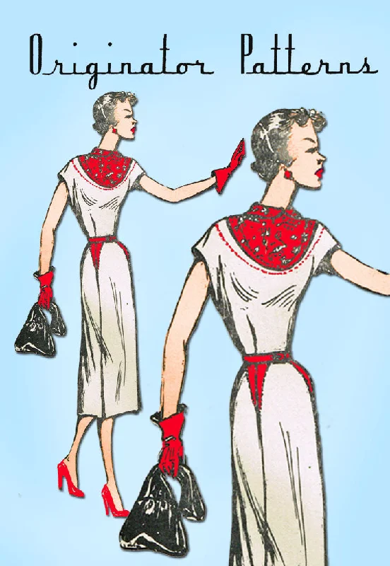 1950s Very Rare Originator Designer Pattern 1223 Misses' Dress w Inset Yoke 30B Tunics Spring floral